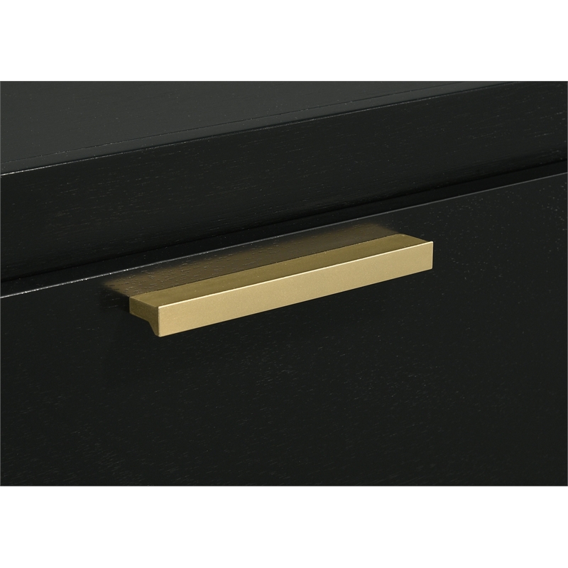 Pemberly Row Mid-Century Modern Wood 6-Drawer Dresser in Black