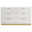 Pemberly Row Mid-Century Modern Wood 6-Drawer Dresser in White