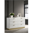 Pemberly Row Mid-Century Modern Wood 6-Drawer Dresser in White