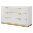 Pemberly Row Mid-Century Modern Wood 6-Drawer Dresser in White
