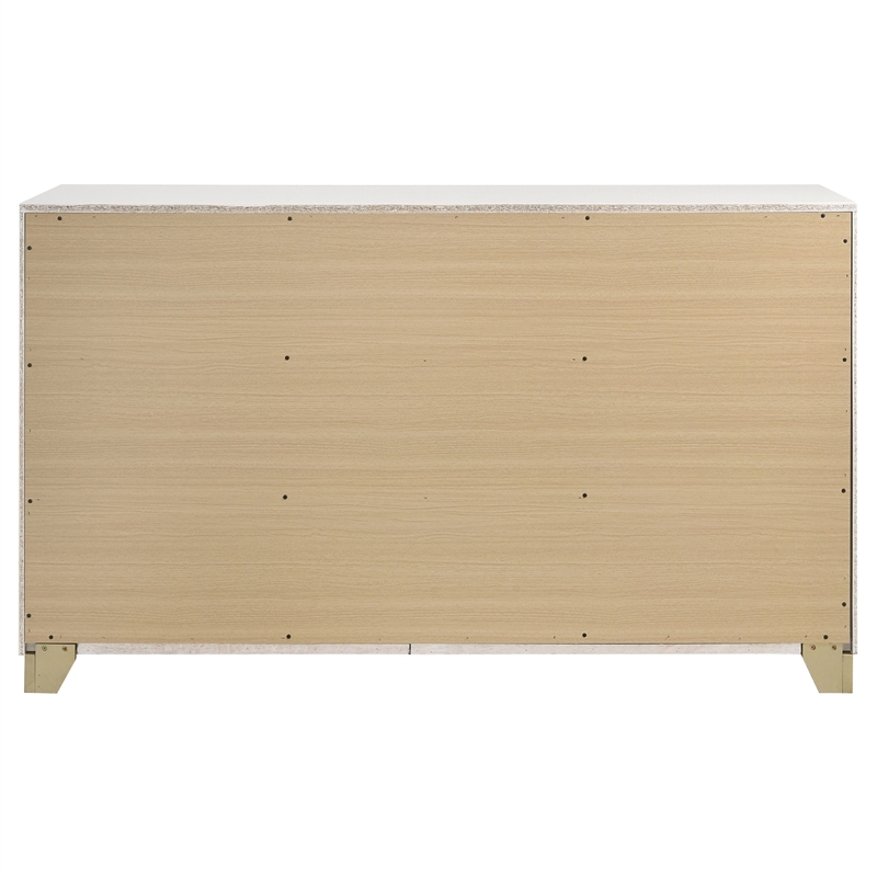 Pemberly Row Mid-Century Modern Wood 6-Drawer Dresser in White