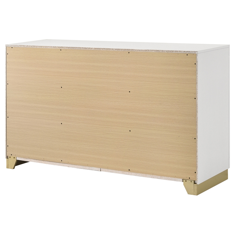Pemberly Row Mid-Century Modern Wood 6-Drawer Dresser in White