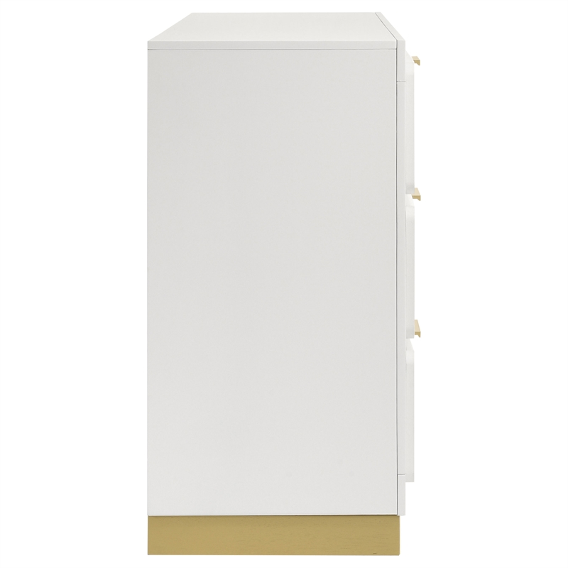 Pemberly Row Mid-Century Modern Wood 6-Drawer Dresser in White