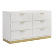 Pemberly Row Mid-Century Modern Wood 6-Drawer Dresser in White