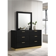 Pemberly Row Mid-Century Modern 6-Drawer Dresser with Mirror in Black