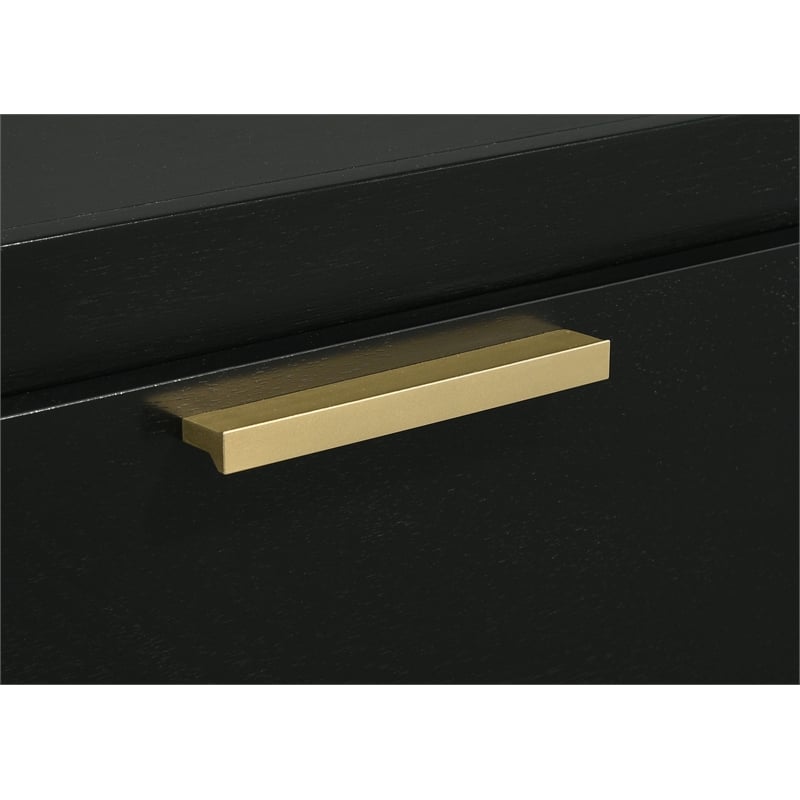 Pemberly Row Mid-Century Modern 6-Drawer Dresser with Mirror in Black