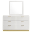 Pemberly Row Mid-Century Modern 6-Drawer Dresser with Mirror in White