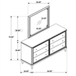 Pemberly Row Modern Wood 6-Drawer Dresser with Mirror in Brown