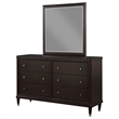 Pemberly Row Modern Wood 6-Drawer Dresser with Mirror in Brown