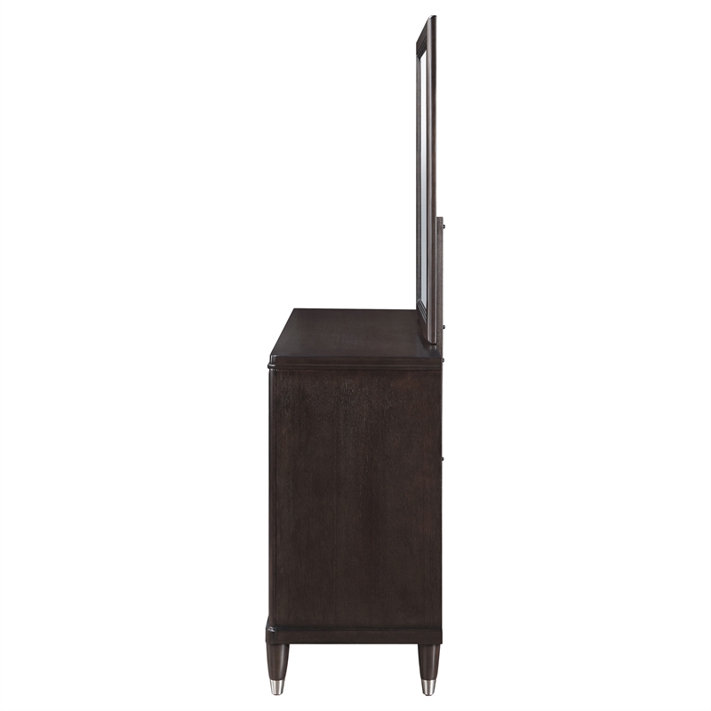 Pemberly Row Modern Wood 6-Drawer Dresser with Mirror in Brown