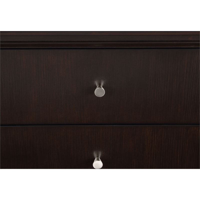 Pemberly Row Modern Wood 6-Drawer Dresser with Mirror in Brown