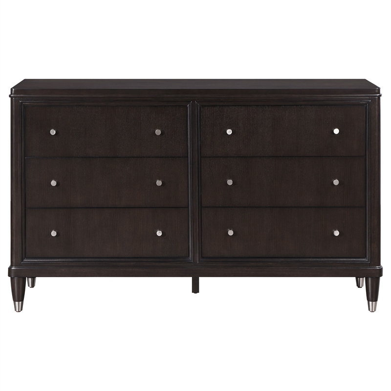Pemberly Row Modern Wood 6-Drawer Bedroom Storage Dresser in Brown