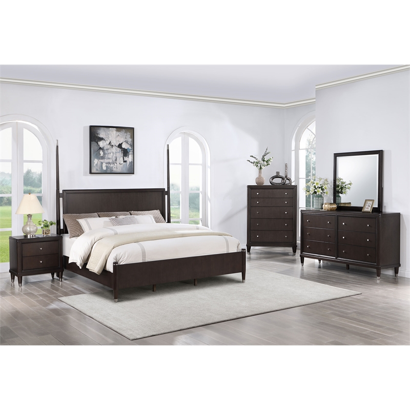 Pemberly Row Modern Wood 6-Drawer Bedroom Storage Dresser in Brown