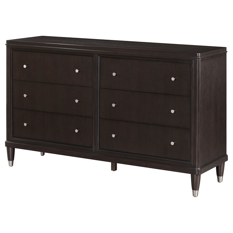 Pemberly Row Modern Wood 6-Drawer Bedroom Storage Dresser in Brown