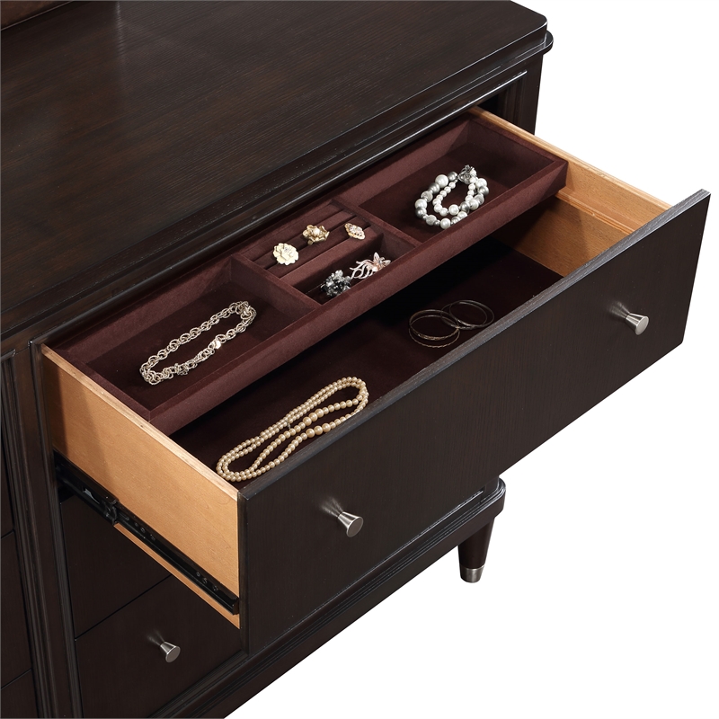 Pemberly Row Modern Wood 6-Drawer Bedroom Storage Dresser in Brown