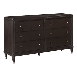 Pemberly Row Modern Wood 6-Drawer Bedroom Storage Dresser in Brown
