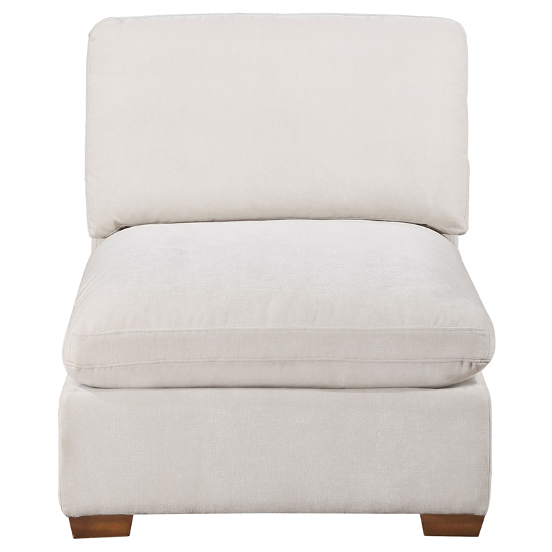Pemberly Row Modern Upholstered Sectional Armless Chair in Ivory