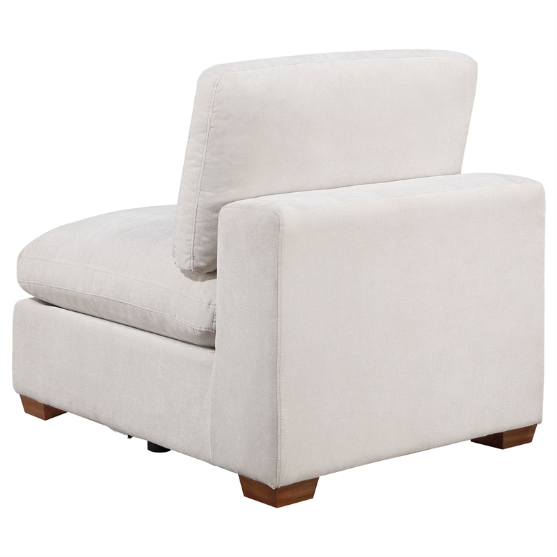 Pemberly Row Modern Upholstered Sectional Armless Chair in Ivory
