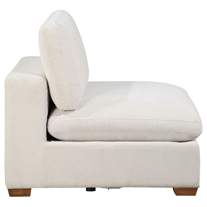 Pemberly Row Modern Upholstered Sectional Armless Chair in Ivory