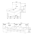 Pemberly Row Modern Upholstered Sectional Armless Chair in Ivory