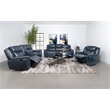 Pemberly Row 3-Piece Faux Leather Reclining Sofa and Recliner Set in Blue