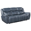 Pemberly Row 3-Piece Faux Leather Reclining Sofa and Recliner Set in Blue