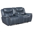 Pemberly Row 3-Piece Faux Leather Reclining Sofa and Recliner Set in Blue