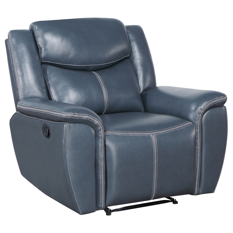 Pemberly Row 3-Piece Faux Leather Reclining Sofa and Recliner Set in Blue