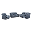 Pemberly Row 3-Piece Faux Leather Reclining Sofa and Recliner Set in Blue