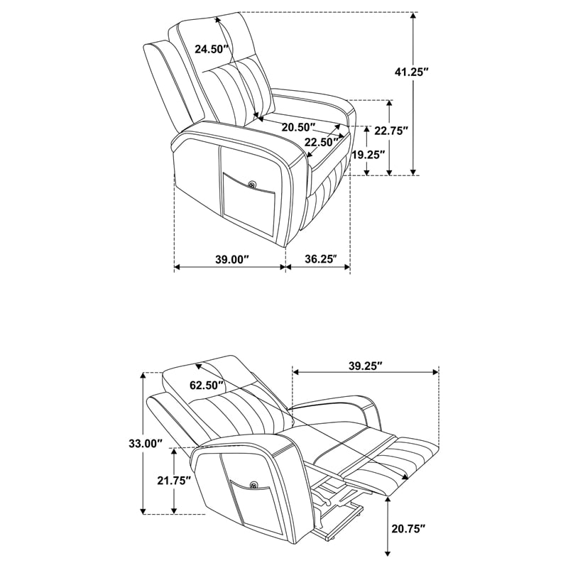 Pemberly Row Leatherette Upholstered Power Lift Recliner Chair in Grey