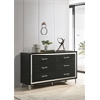 Pemberly Row Modern 6-Drawer Dresser Cabinet with Chrome Trim in Black