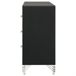 Pemberly Row Modern 6-Drawer Dresser Cabinet with Chrome Trim in Black