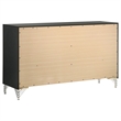 Pemberly Row Modern 6-Drawer Dresser Cabinet with Chrome Trim in Black