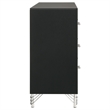 Pemberly Row Modern 6-Drawer Dresser Cabinet with Chrome Trim in Black