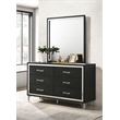 Pemberly Row Modern 6-Drawer Dresser and Mirror with Chrome Trim in Black