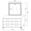 Pemberly Row Modern 6-Drawer Dresser and Mirror with Chrome Trim in Black