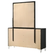 Pemberly Row Modern 6-Drawer Dresser and Mirror with Chrome Trim in Black