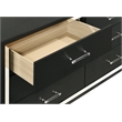 Pemberly Row Modern 6-Drawer Dresser and Mirror with Chrome Trim in Black