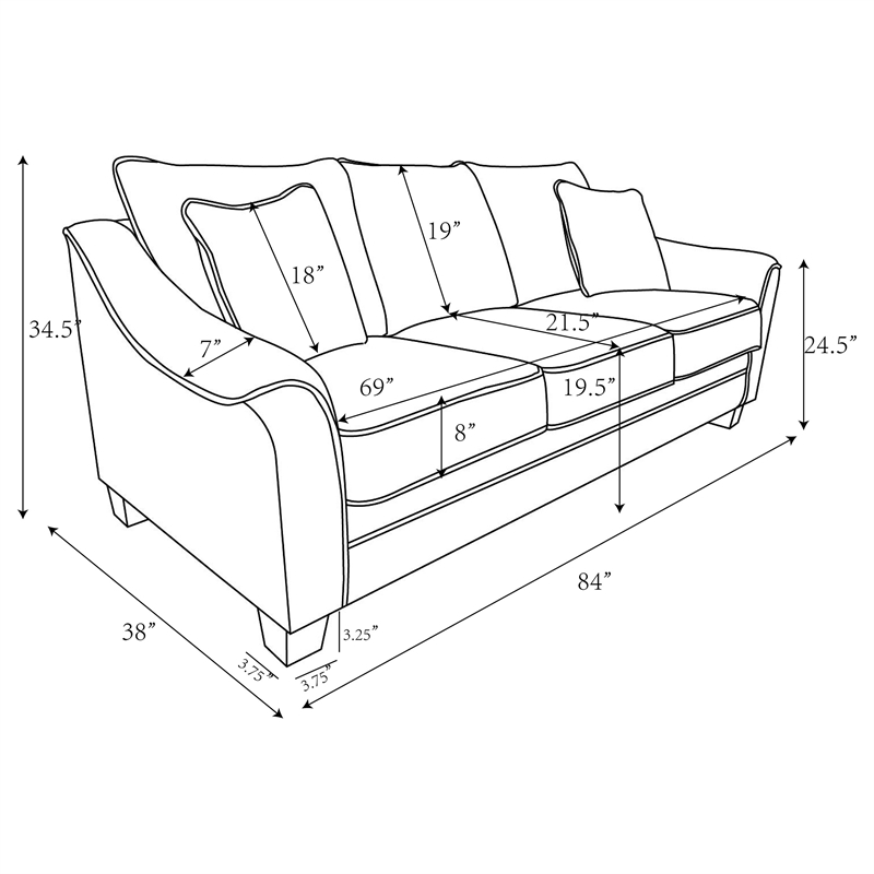 Pemberly Row Boucle Upholstered 3-Seat Sofa with Sloped Arms in Light Grey