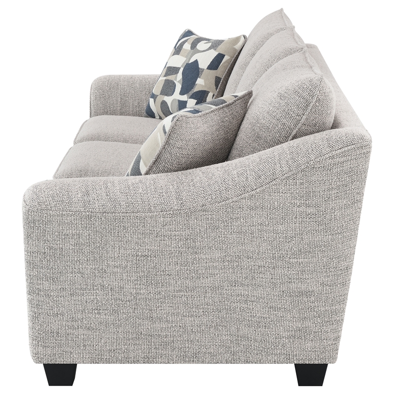 Pemberly Row Boucle Upholstered 3-Seat Sofa with Sloped Arms in Light Grey