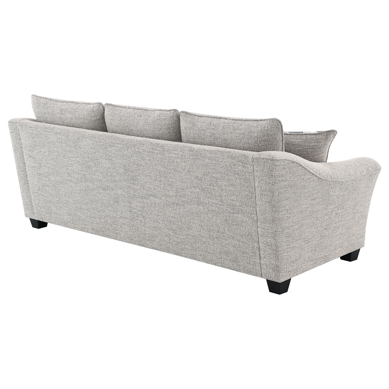 Pemberly Row Boucle Upholstered 3-Seat Sofa with Sloped Arms in Light Grey