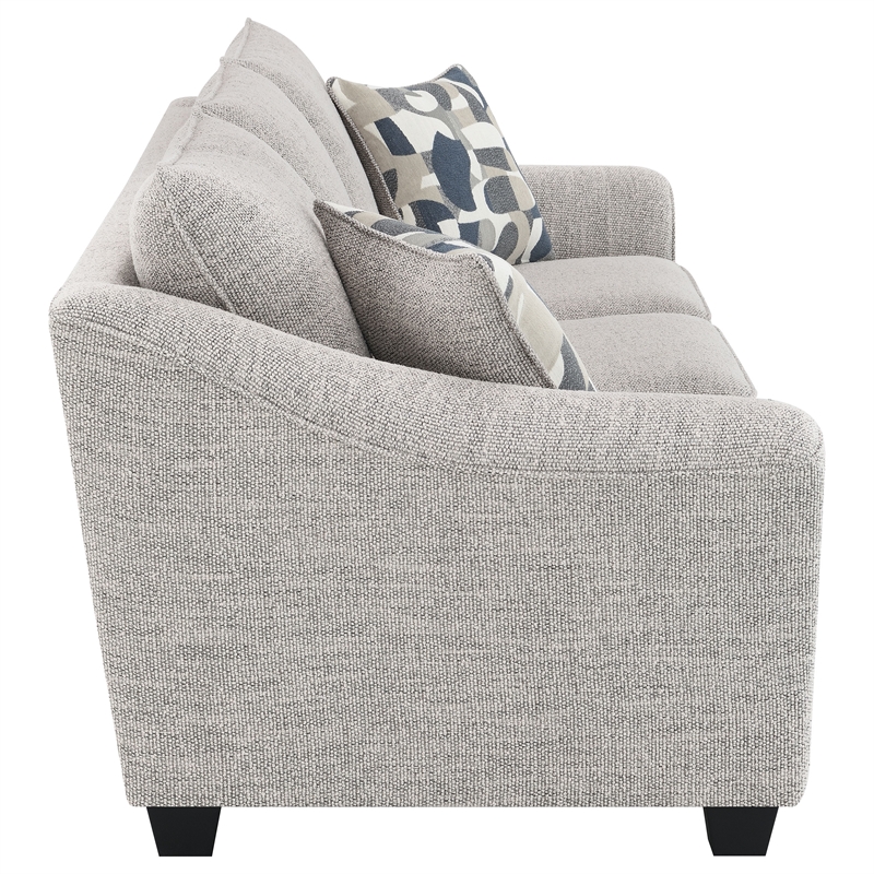 Pemberly Row Boucle Upholstered 3-Seat Sofa with Sloped Arms in Light Grey