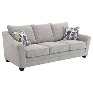 Pemberly Row Boucle Upholstered 3-Seat Sofa with Sloped Arms in Light Grey