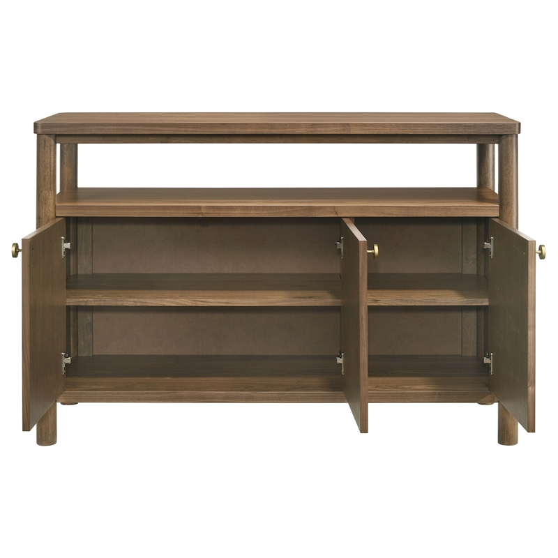 Pemberly Row 52-Inch 3-Door Dining Cabinet Sideboard Buffet in Walnut