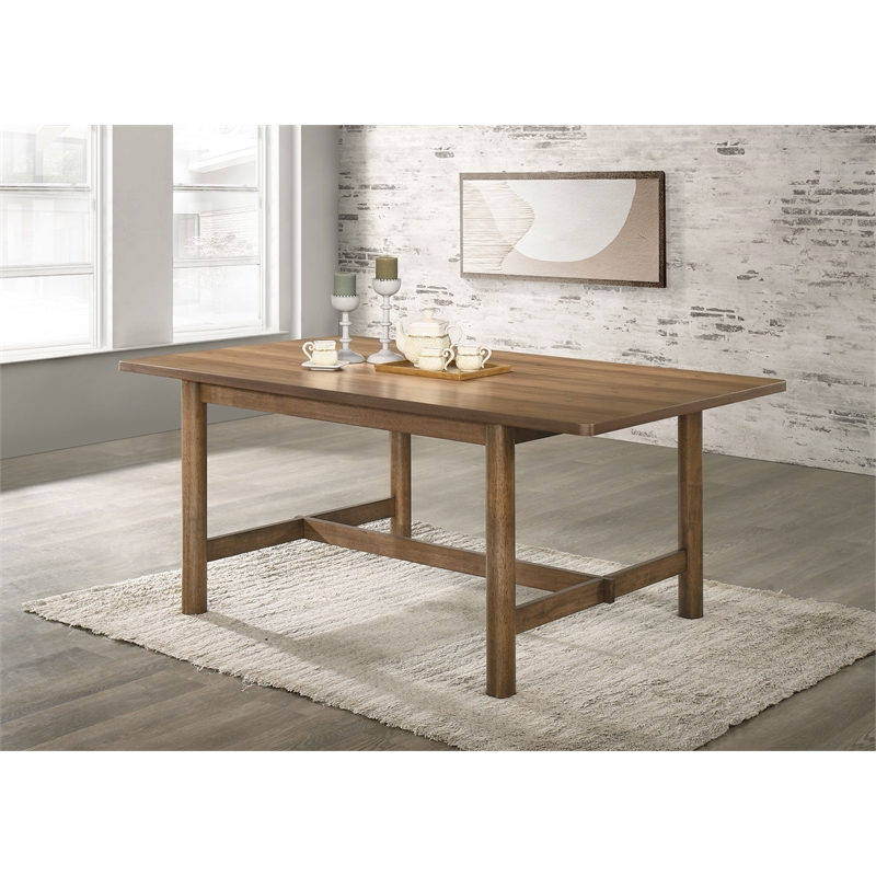 Pemberly Row 71-Inch Rectangular Wood Trestle Dining Table in Walnut