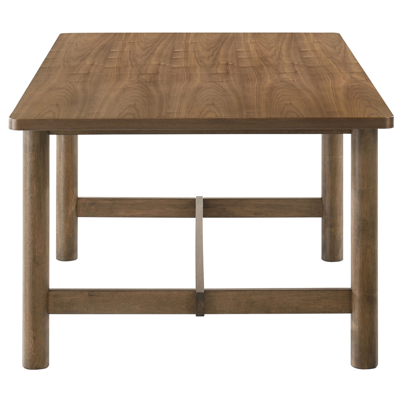 Pemberly Row 7-Piece Rectangular Dining Table Set in Walnut and Beige