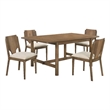 Pemberly Row 5-Piece Rectangular Dining Table Set in Walnut and Beige