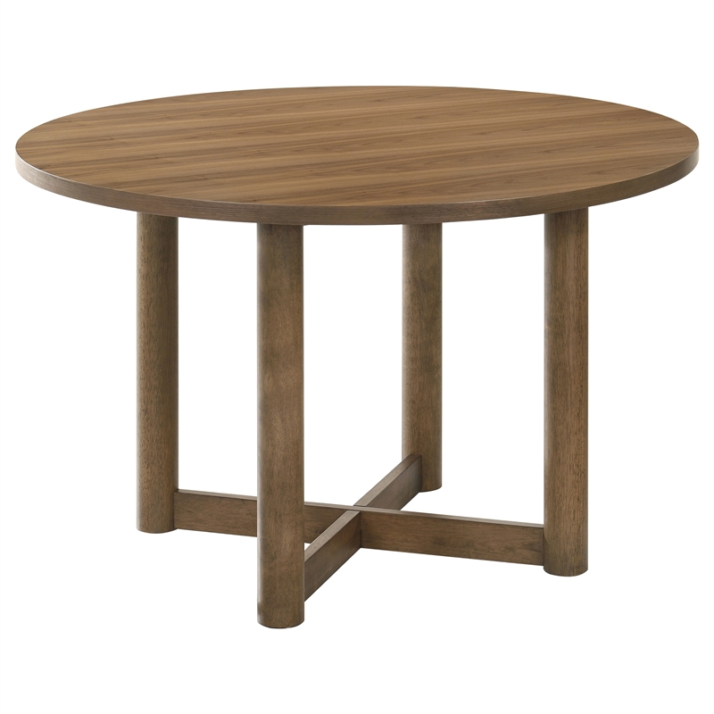 Pemberly Row 5-Piece 46-Inch Round Wood Dining Table Set in Walnut
