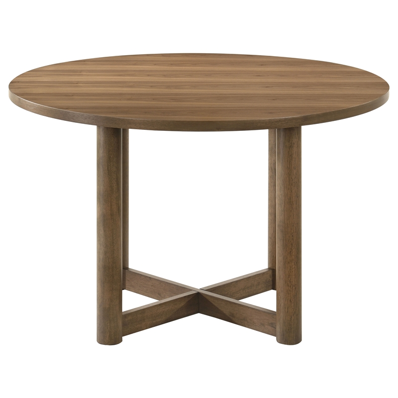 Pemberly Row 5-Piece 46-Inch Round Wood Dining Table Set in Walnut