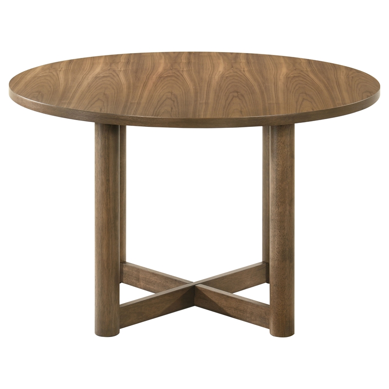 Pemberly Row 5-Piece 46-Inch Round Wood Dining Table Set in Walnut